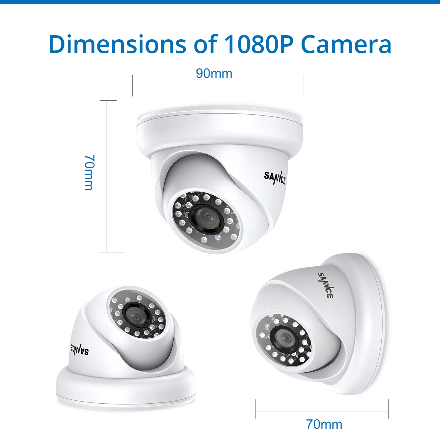 SANNCE 4STK 1080P HD-AHD Sikkerhed Dome Kamera Smart IR Night Vision CCTV overvågningskamera til Indendørs Udendørs Vejrandige Kameraer