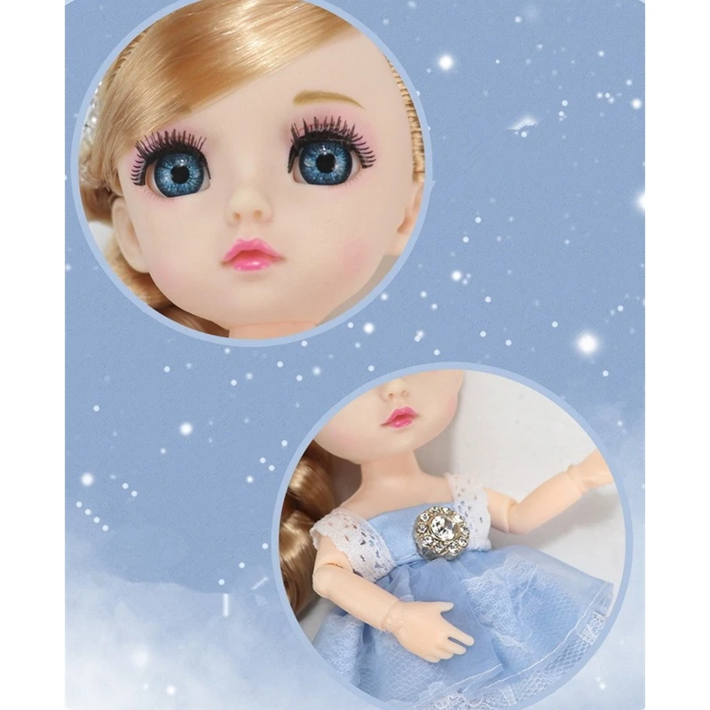Ny 13 Bevægelige Led 16CM Bjd Dukker 1/12 DIY Dress Up 3D Blå Øjne Mini-Dukke fra Toy med Tøj, Sko Kids Fashion Gave