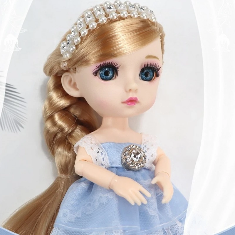 Ny 13 Bevægelige Led 16CM Bjd Dukker 1/12 DIY Dress Up 3D Blå Øjne Mini-Dukke fra Toy med Tøj, Sko Kids Fashion Gave
