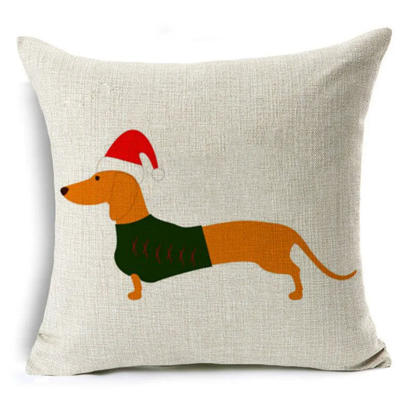 Jul Gravhund Hunde Linned Pude Dække Golden Retriever Pudebetræk Dekorative Smide Pudebetræk Home Decor