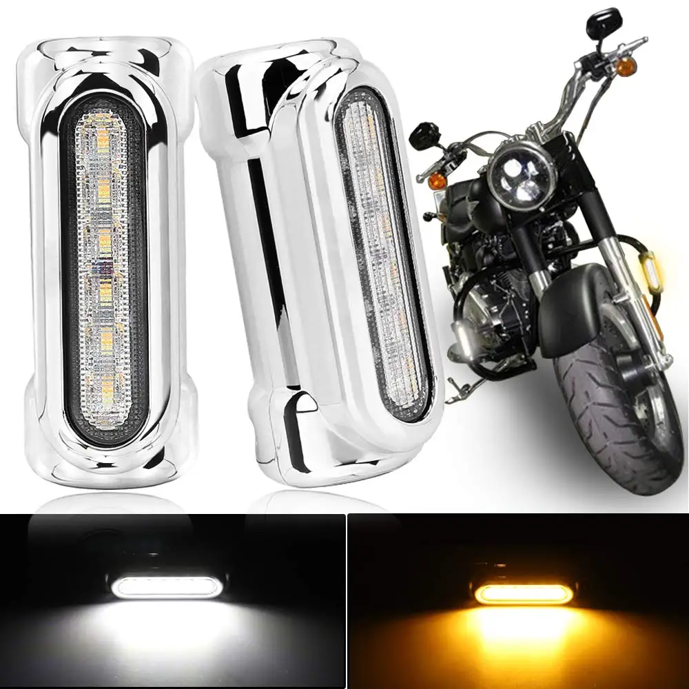 Motorcykel Motorvej Bar Lys Rutschebane Kørsel Lys 1-1/4 tommer Crash Bar LED-blinklys Lys med KØRELYS for Harley Motorer