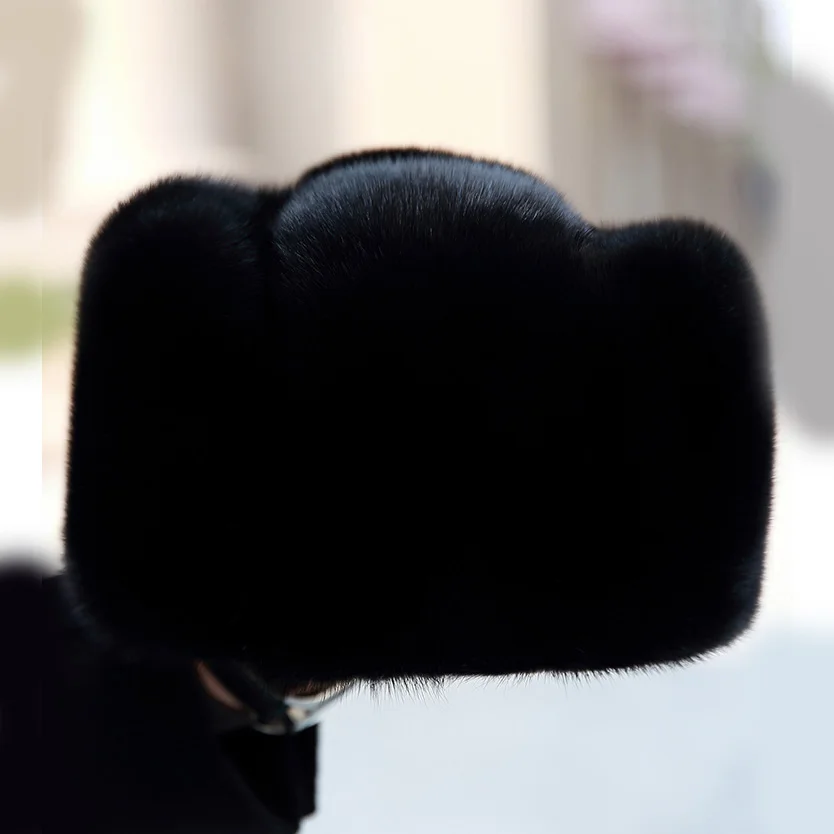 Aorice mænd real mink fur hat cap 2020 nye vinter sne unisex naturlige mink pels beret bombefly hatte, caps HF001