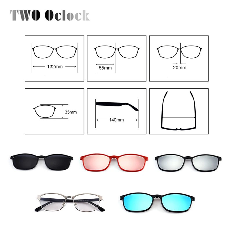 TO Oclock Vintage-Pladsen Polariseret Clip-On Solbriller Kvinder, Mænd, Små Metal-Frame Briller Nærsynethed Briller Briller L2220
