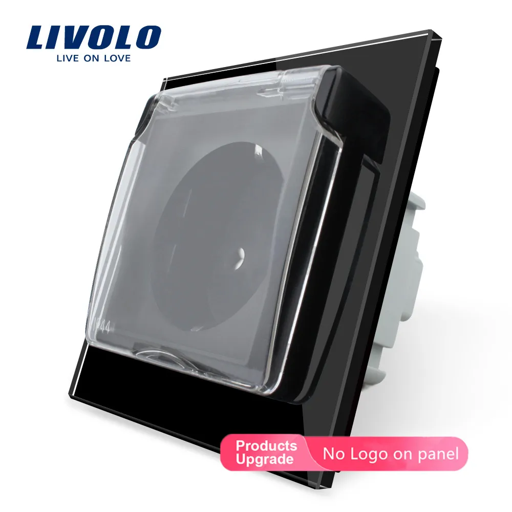 Livolo EU-Standard ,Vandtætte stikkontakt med 2 ben ,Glas, Mur, Sokkel,AC110~16A 250V wall plug med vandtæt cover