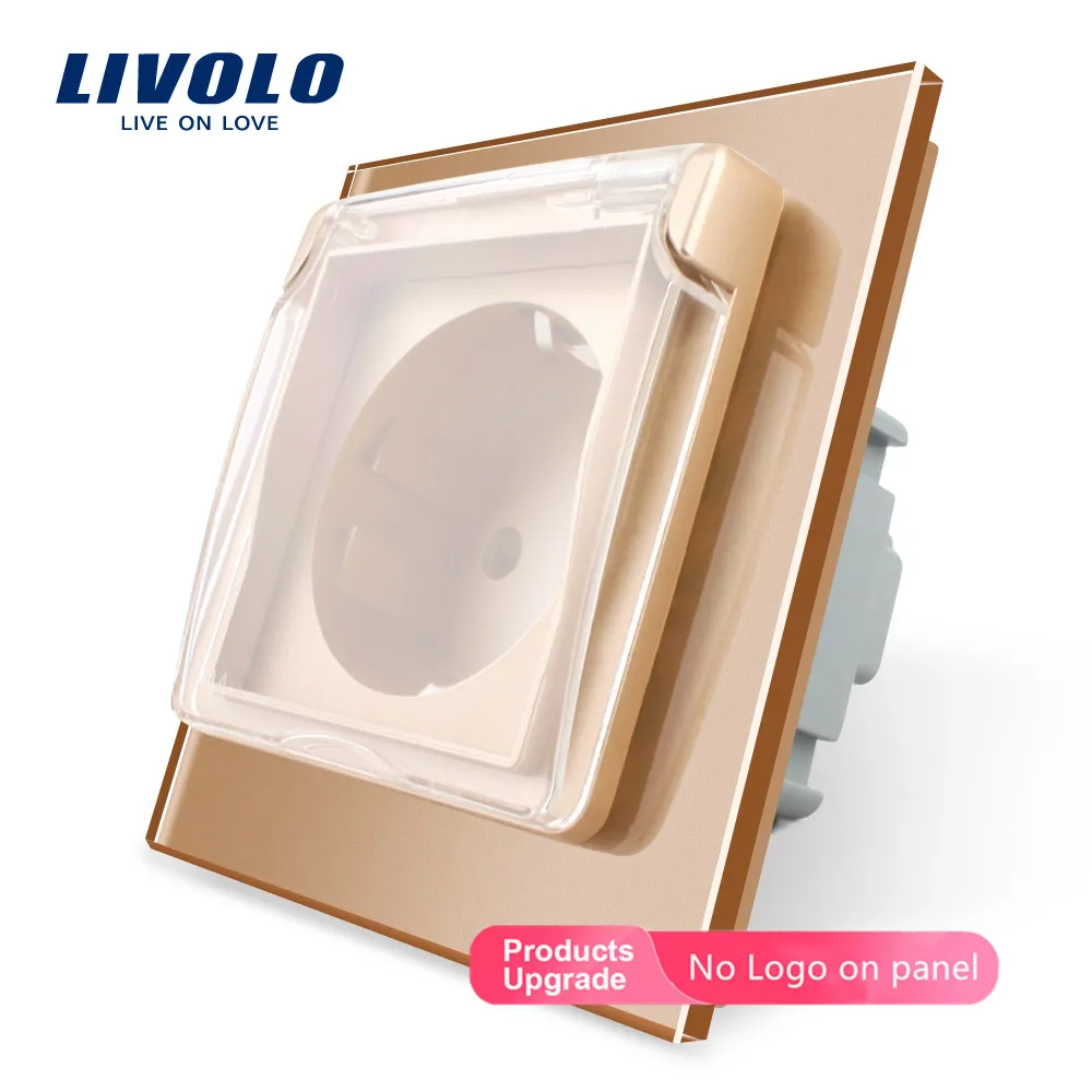 Livolo EU-Standard ,Vandtætte stikkontakt med 2 ben ,Glas, Mur, Sokkel,AC110~16A 250V wall plug med vandtæt cover