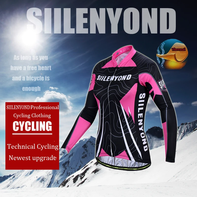 Siilenyond 2019 Kvinder Pro Vinter Termisk Cykling Jersey med Lange Ærmer Mountain Cykel Cykling Tøj MTB Cykel Cykling Tøj