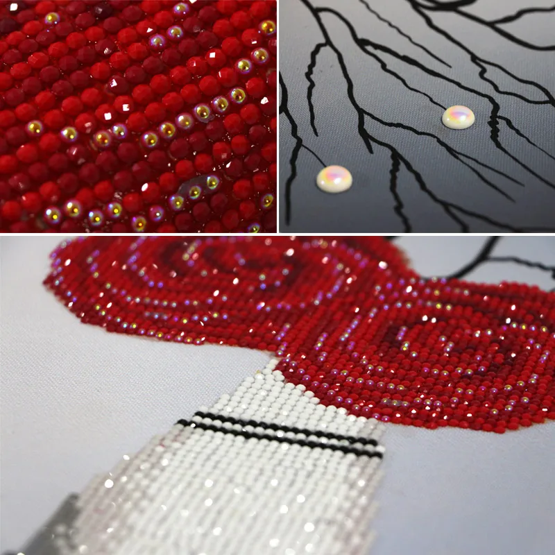 5D DIY Røde Blomster Ross Specielt Formet Diamant Maleri,3D,Korssting Diamant Broderi,Mosaik,Udsmykning,Jule -, Perle Billede