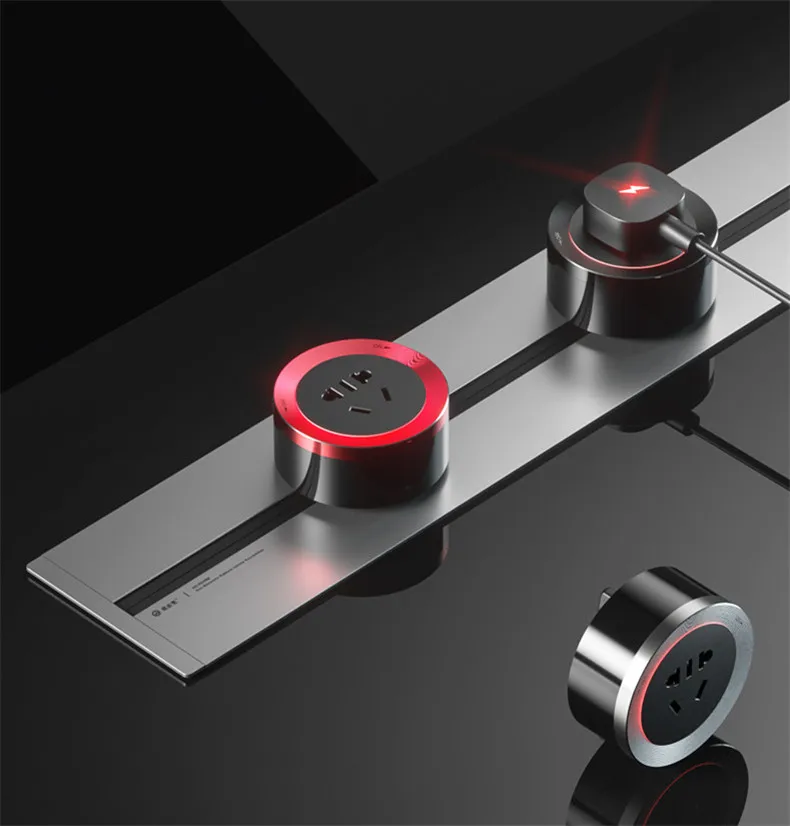 KN-LED-Plug Elektrisk Stikkontakt USB-Moverable-Adapter til Strøm Styr Sort Rød Blå Sølv Grå Q
