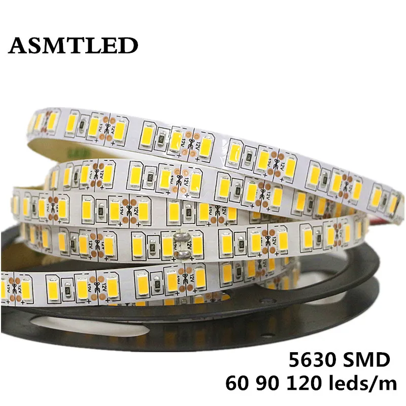 120leds/m SMD 5630 5730 led strip light Fleksibel 5M 600 LED bånd DC 12V ikke vandtæt tape lampe 60leds/m 90leds/m Super Lyse