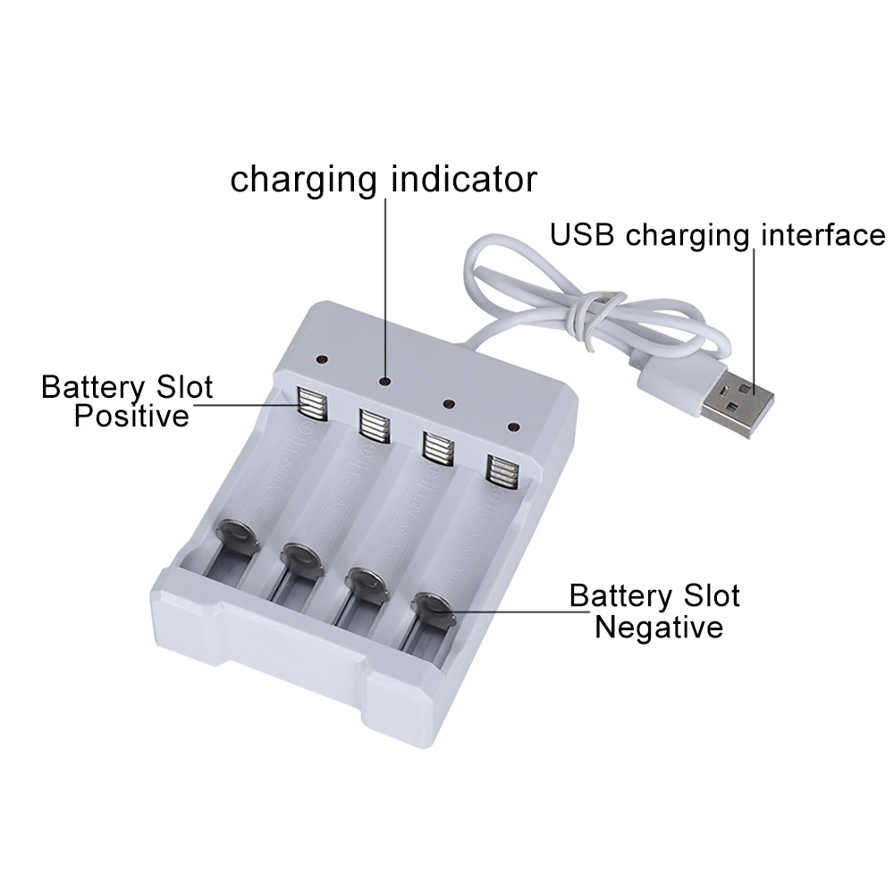 USB 4 Slots, Hurtig Opladning af Batteri Oplader Short Circuit Protection AA / AAA-Batteri Genopladeligt Batteri, Opladning Station Værktøjer