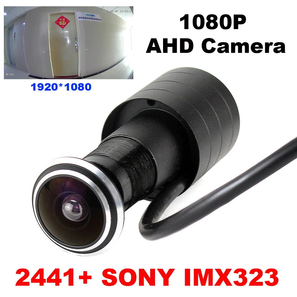 1920 * 1080P AHD Mini Kighul Fisheye Kamera til døren udsigt 2MP 2441+ sony imx323 AHD signal Mini Kamera til AHD system