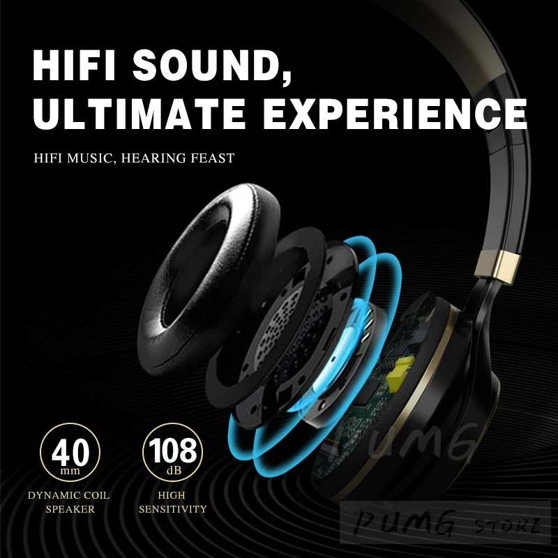 Wired Sammenklappelig Stereo HIFI Gaming headset EP16S 3,5 mm Over Øret Store Hovedtelefoner Til Telefonen Stilfulde Pige dreng Gave, spille Musik produkter