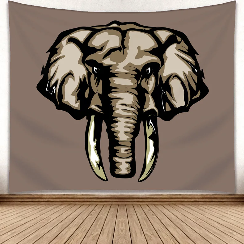 Elefant-Tapetet Mandala Indisk Tæppe Væg Hængende Trykt Dekoration Strand Mat