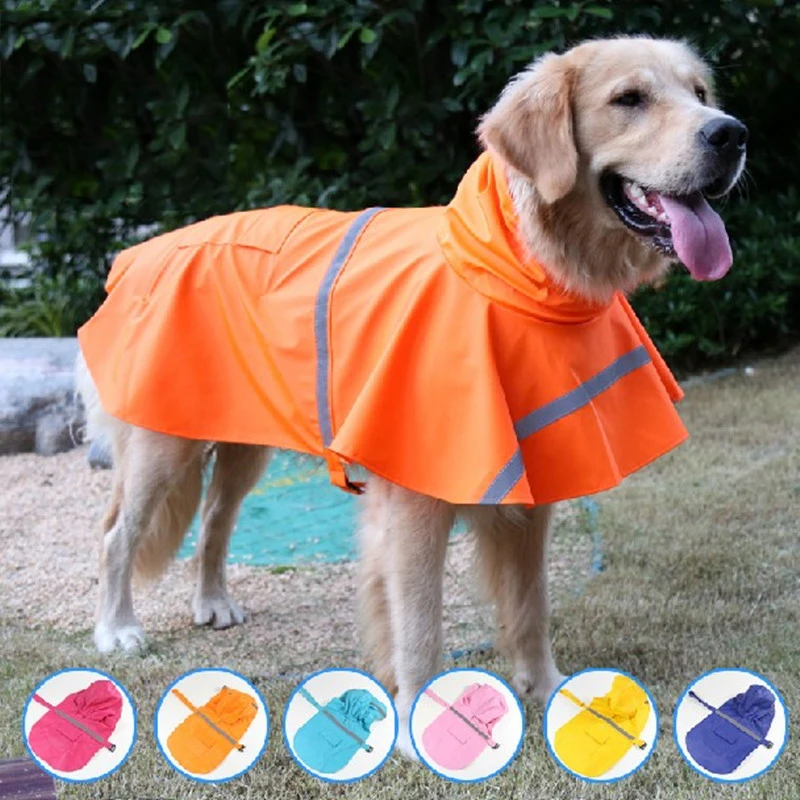 Reflekterende Tape Dog Regnjakke Stor Hund Coat Pet Tøj Hund Regnjakke Bamse Stor Hund Regnjakke Hvalp Regnjakke Dropshipping