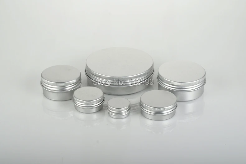 5ML/10/15/20/30/40/50g genopfyldning kassen tom runde aluminium metal dåser flaske med låg,kosmetisk creme max DIY aluminium jar