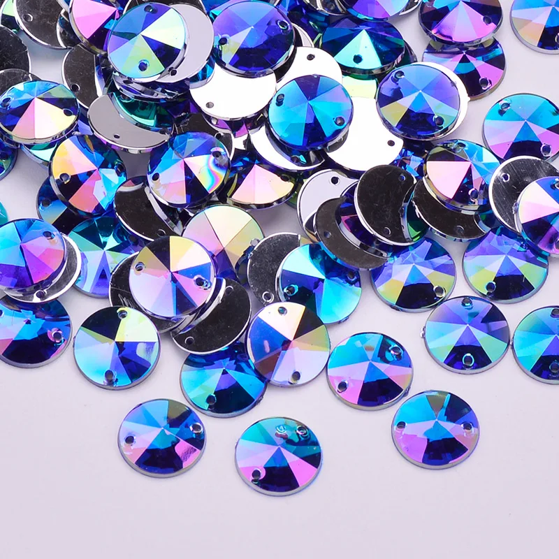 JUNAO 10mm Syning Klare Krystaller Rundt Rivoli Rhinestone Applikationer Fladskærms Tilbage Akryl Strass Diamant Sy På Sten Til Kjole Taske