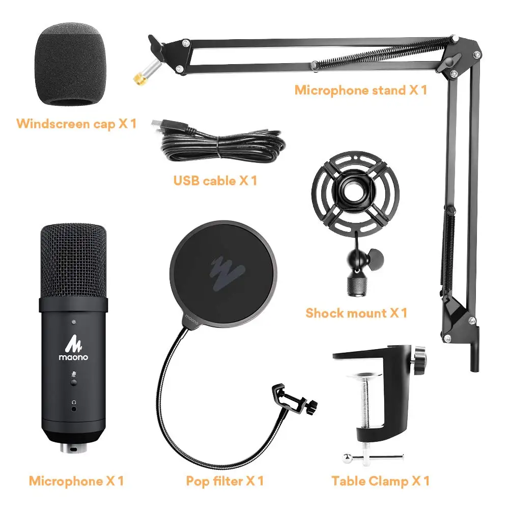 MAONO PM401 USB Mikrofon Sæt 192KHz/24Bit Microfone Professionel Cardioid Kondensator Podcast med Mic Mute-Knap & Audio Jack