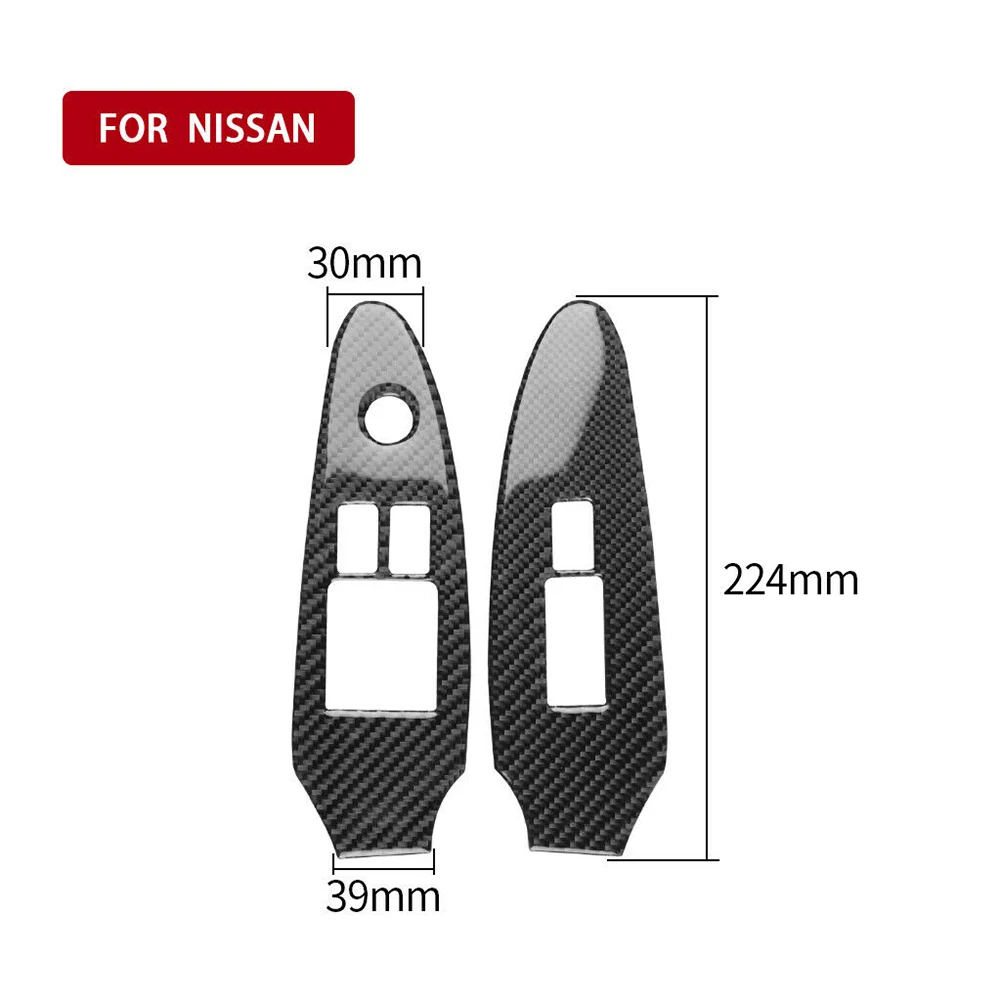 2stk Carbon Fiber Vindue Lift Switch Panel Frame Dekoration Dække Trim For Nissan 370Z 2009-2020 Bil Styling Mærkat Tilbehør