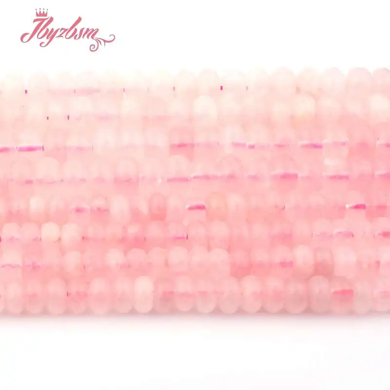 3x6,4x8mm Rondelle Pink Rose Quartzs Naturlige Sten Perler Til gør det selv-Halskæde, Armbånd, Øreringe Smykker at Gøre 15