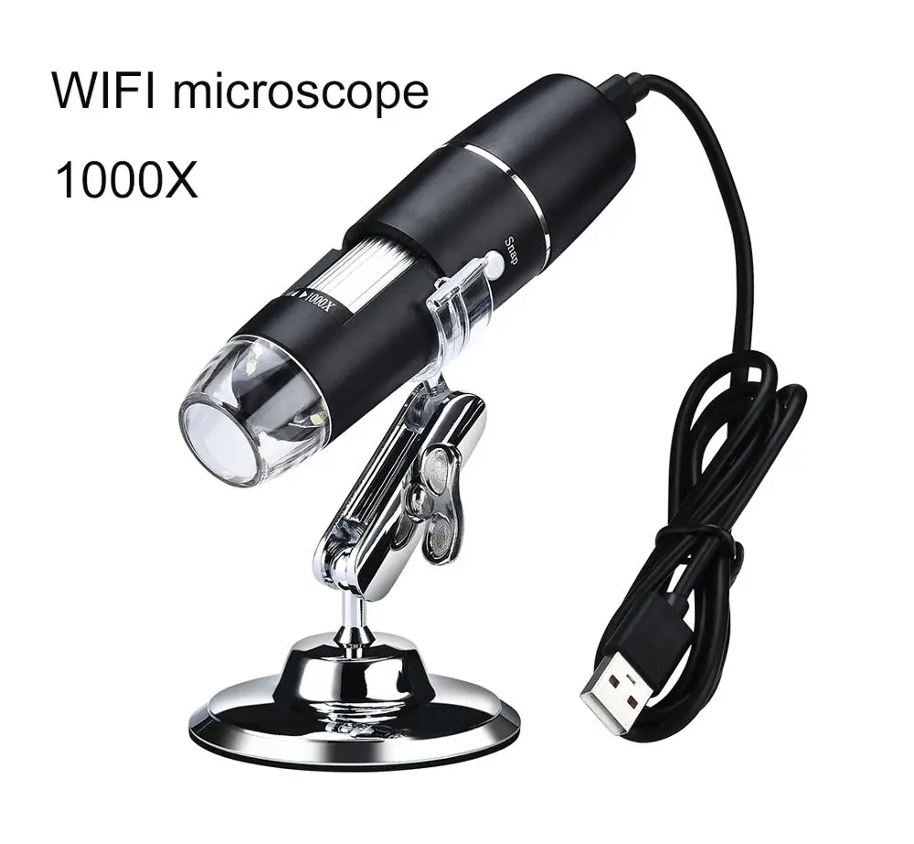 1000X Digital usb-Mikroskop Wifi Mikroskop, Lup Kamera 8LED w/Stå til Android, IOS, iPhone, iPad Digital Mikroskop