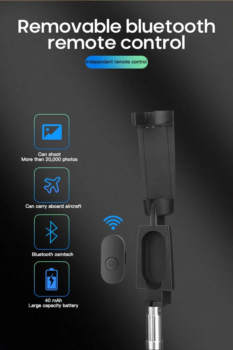 3 In1 Bluetooth Wireless Selfie Holde fast Stativ kan klappes sammen & Monopods Universal for Smartphones for Action Sports Kameraer