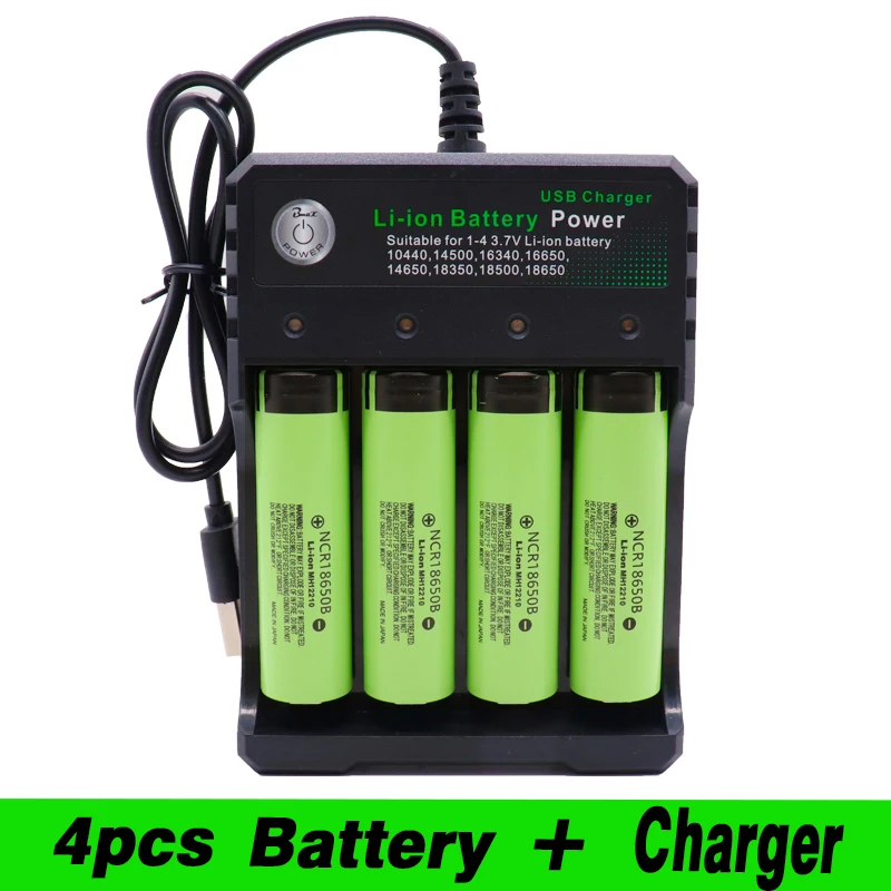 18650 batteri lithium batteri 3400mAh 3,7 V for NCR 18650B lommelygte toy genopladeligt batteri og USB-oplader