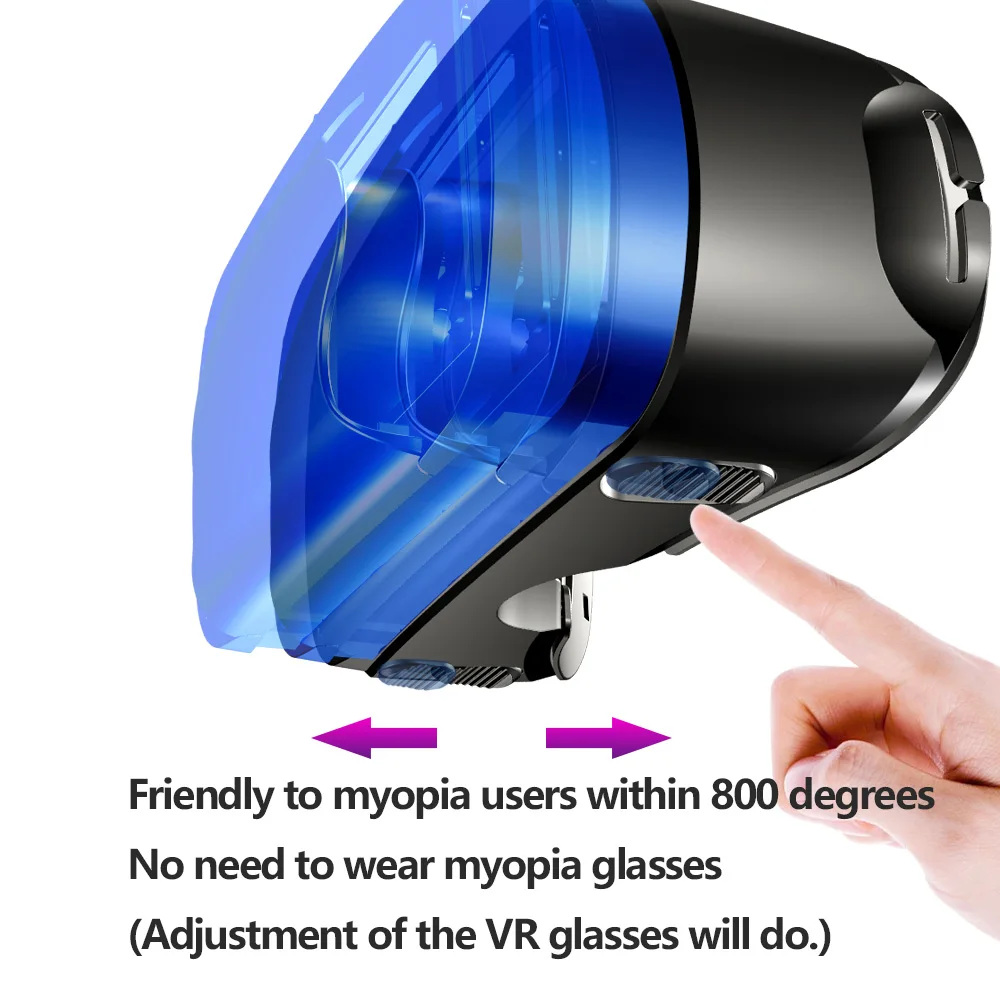 3D Virtual Reality-Hjelm VR Briller For 5 Til 7 Tommer Smartphones 3D-Briller Støtte 0-800 Nærsynethed VR Headset Til Mobiltelefon