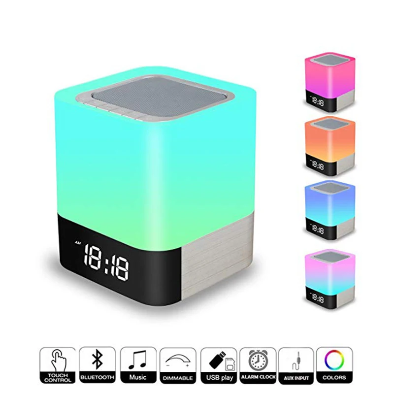 Bærbare Bluetooth-Højtaler, LED Nat Lys Lampe med LED-Display Håndfri Vækkeur Micro SD-Kort til en Smart Telefon, MP3-iPad