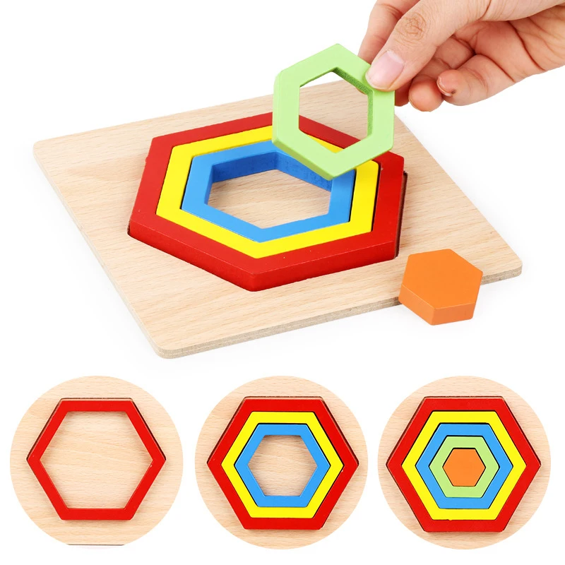 Træ-Geometriske Former Montessori Puslespil Sortering Matematik Mursten Børnehave Læring, Pædagogiske Spil Baby Buksetrold Legetøj for Børn
