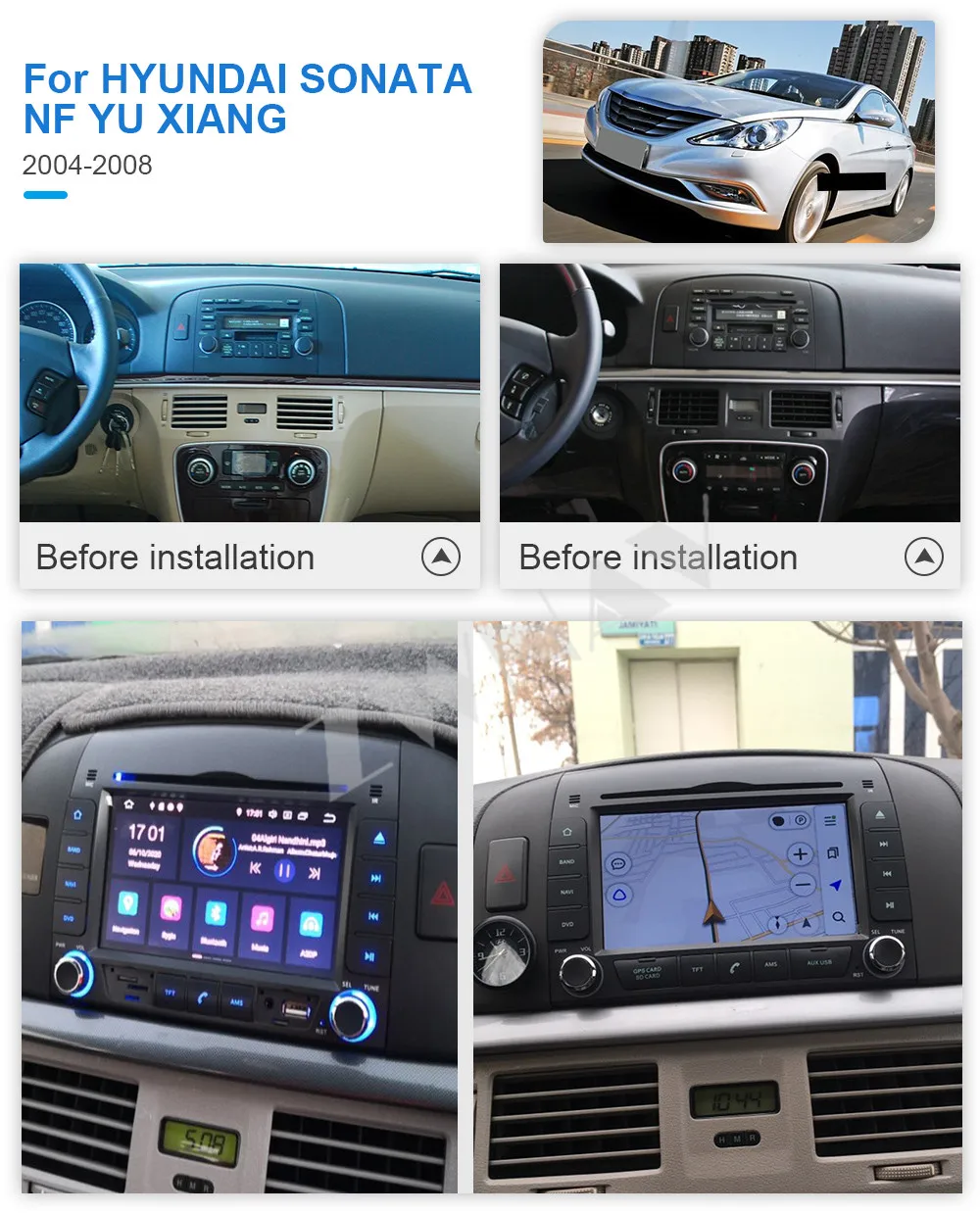 Trådløse Carplay Til 2004 2005 2006 2007 2008 HYUNDAI SONATA NF YU-XIAN Android-Afspiller GPS-Enhed Auto Audio Stereo Radio-Optager
