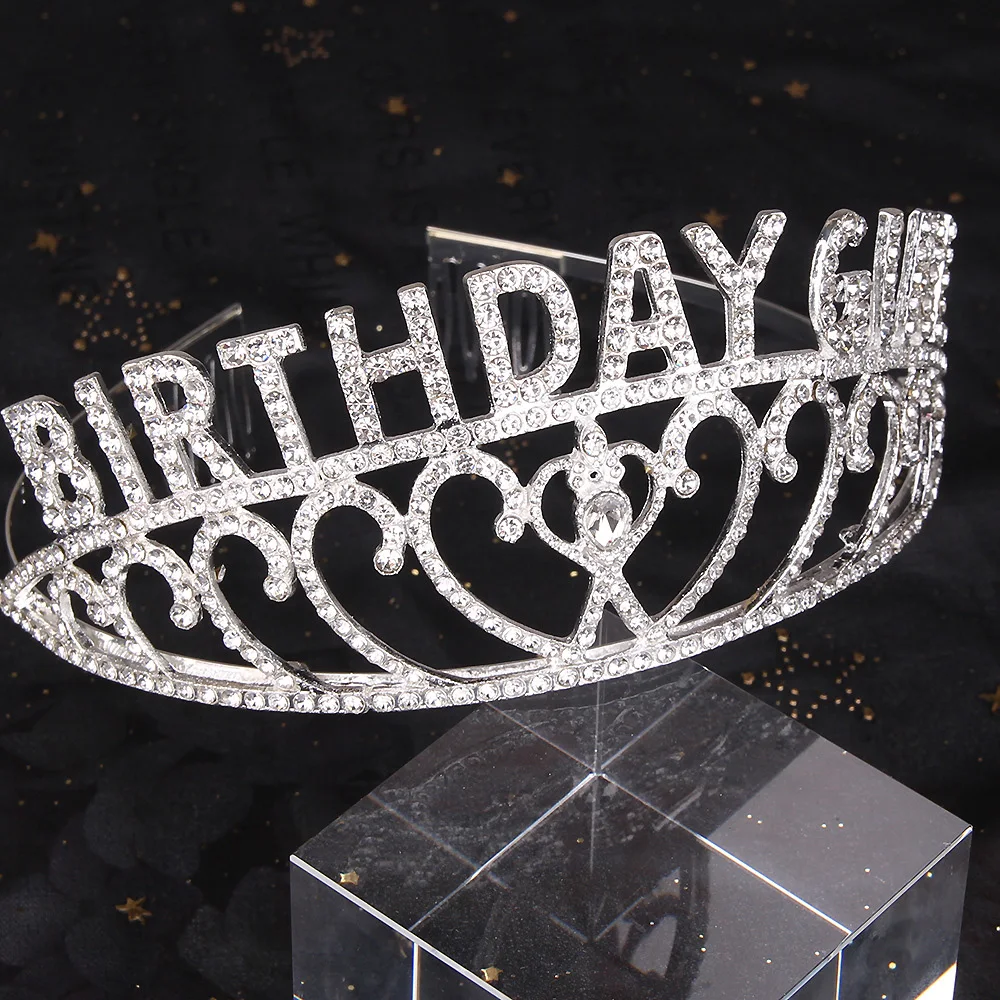 Pige Fødselsdag Crown Cake Decoration Metal Krone Legering Part Kjole op Forsyninger Rhinestone Crown Tiaras Mode Hairwear 21CM 13CM