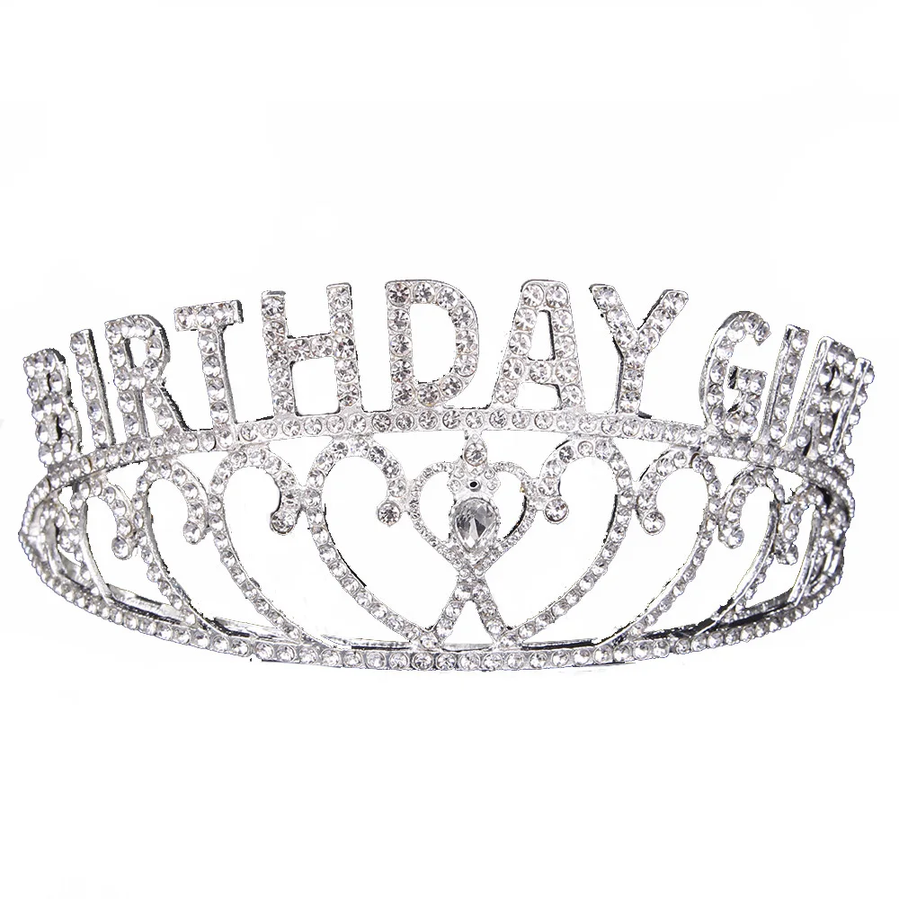 Pige Fødselsdag Crown Cake Decoration Metal Krone Legering Part Kjole op Forsyninger Rhinestone Crown Tiaras Mode Hairwear 21CM 13CM