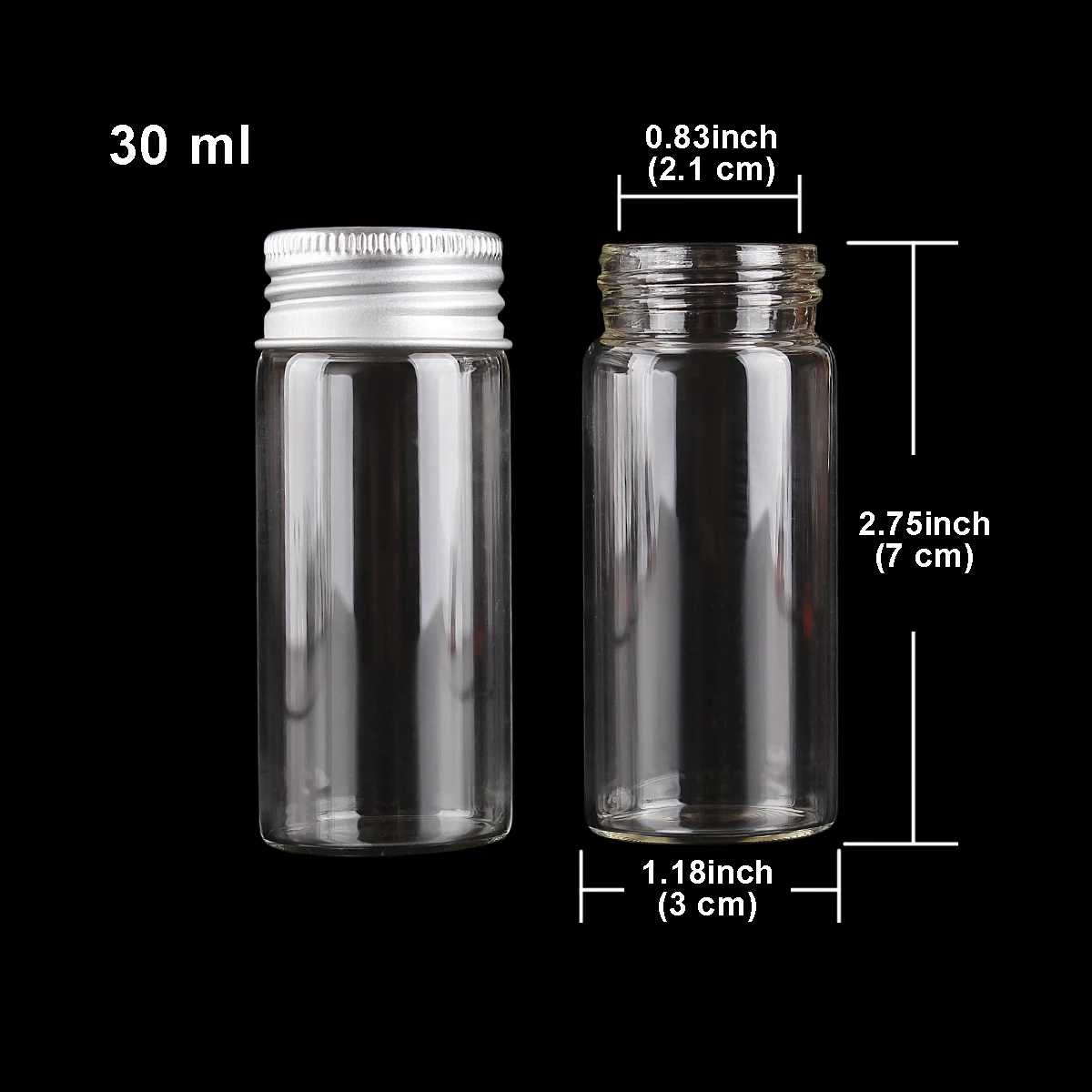 24pcs 30 ml 1 OUNCE Glas Flasker med Aluminium Caps 30*70 mm Glas, Gennemsigtig Glas Containere Parfume Flasker