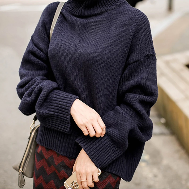 Rullekrave Kvinder Sweater Casual Lange Ærmer 7 Farver Koreanske Strækbar Kvinde, Efterår Og Vinter Tøj Trække Femme Hiver 2020