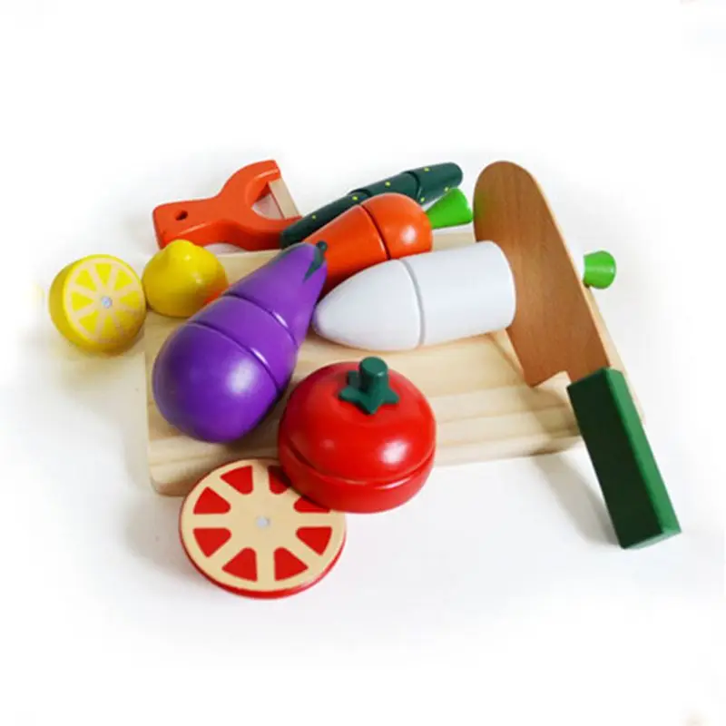 Træ-Klassiske Spil, Simulering Af Køkken-Serien Legetøj Stor Kasse Skæring Af Frugt, Grøntsager Sæt Legetøj Montessori Tidlig Uddannelse Gaver