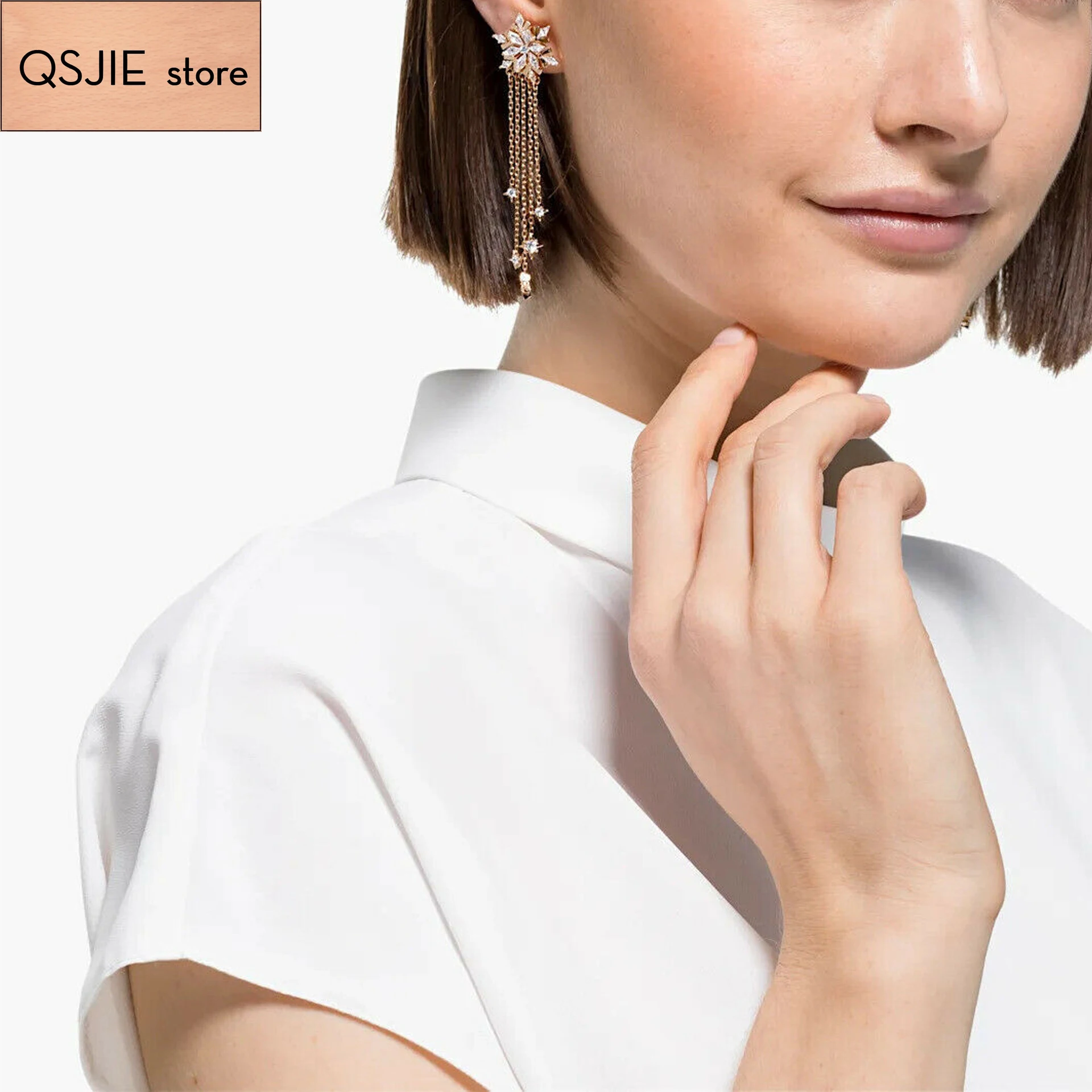 QSJIE 2020 fashion smykker i høj kvalitet SWA udsøgt 1:1 elegante charme, temperament magiske snefnug kvast kvindelige Øreringe