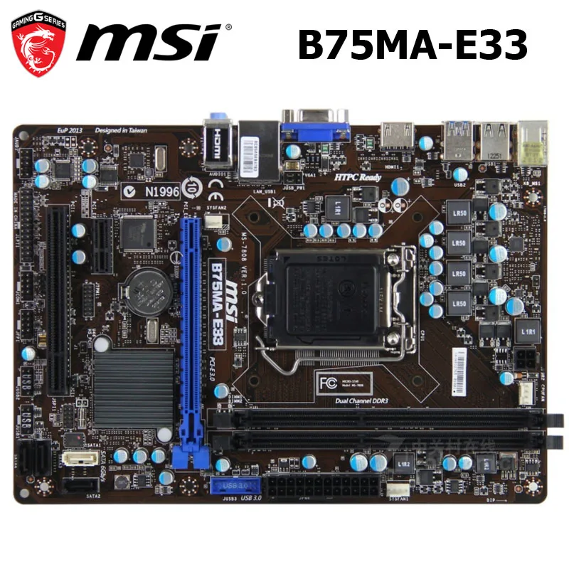 Bundkortet LGA 1155 MSI-B75MA-E33 DDR3 Intel B75 PCI-E3.0 Desktop MSI B75 1155 Bundkort, der Anvendes Core i7-i5 i3 LGA1155 B75 USB3.0