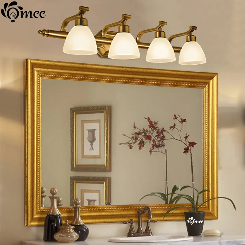 Omee Vintage LED Lys Glas Lampeskærm væglamper retro Klassiske Badeværelse Forfængelighed Spejl, Lamper Hjem Bronze Indendørs Væg-Belysning