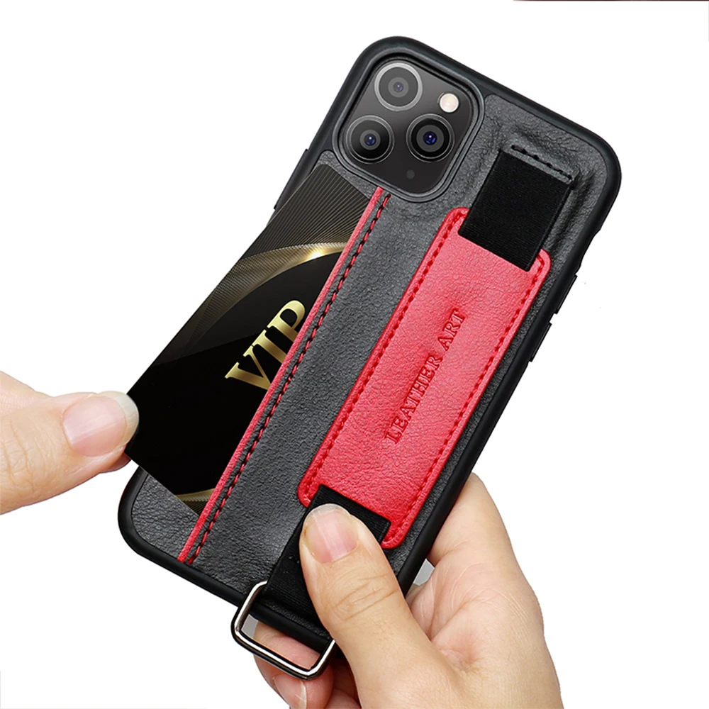 Phone Case For iPhone-11 Pro Læder-Kort Slot Armbånd Tilfældet For X SE 2020 XS Max 6 7 8 Plus Anti-shock Pligt Beskyttelse Cover