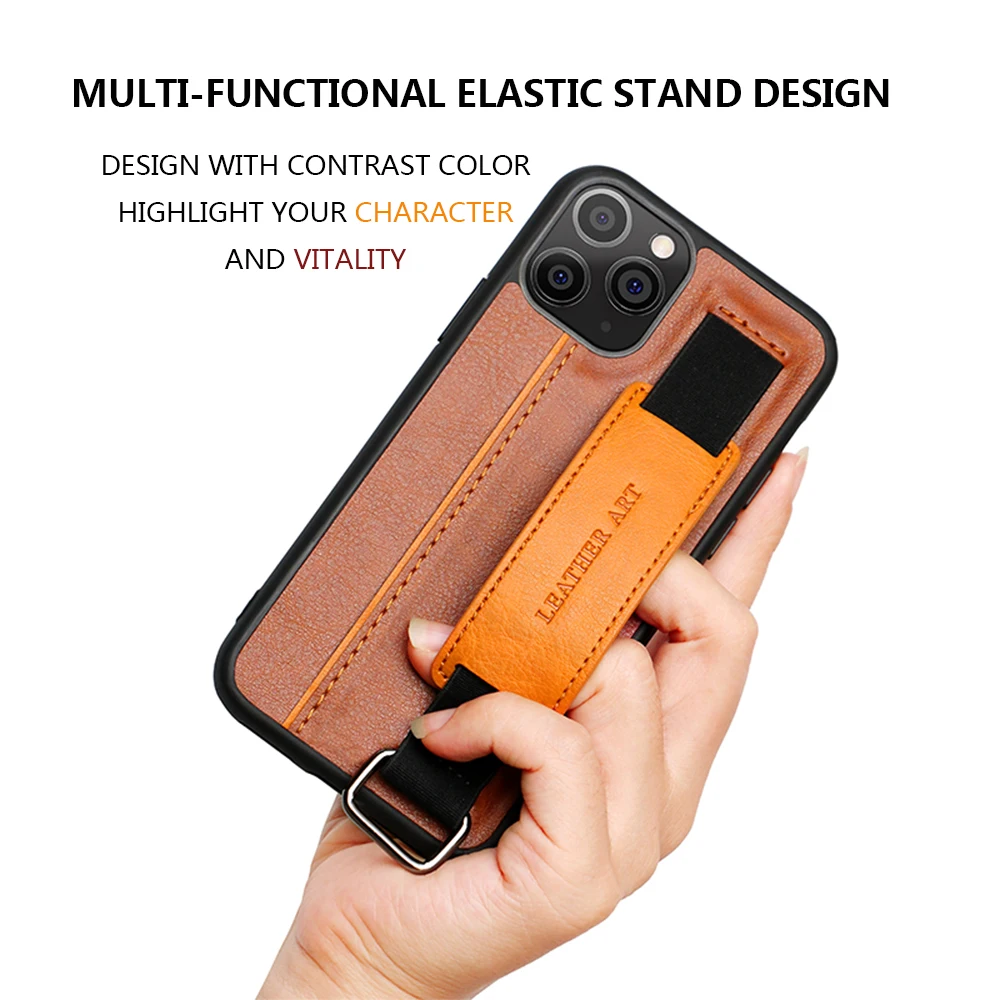 Phone Case For iPhone-11 Pro Læder-Kort Slot Armbånd Tilfældet For X SE 2020 XS Max 6 7 8 Plus Anti-shock Pligt Beskyttelse Cover