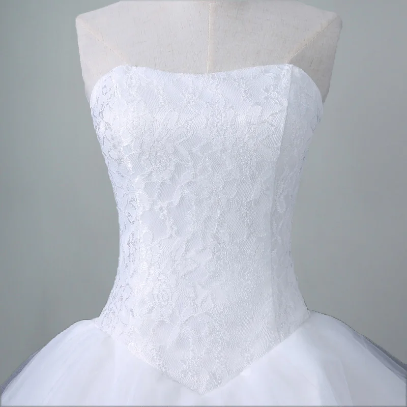 Ny Mode Enkle, Klassiske Ball Gown Off White Wedding Dress Blonder Brudekjoler Uden Ærmer Med Toget Elegant Brude