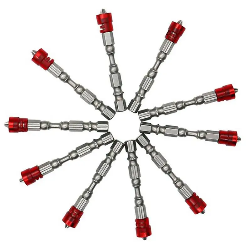 10STK af 65mm Red Magnetisk Skruetrækker Bit Gipsplader Gipsvæg Skruetrækker med Bits Ph2 Phillips skruetrækker til Bits 1/4