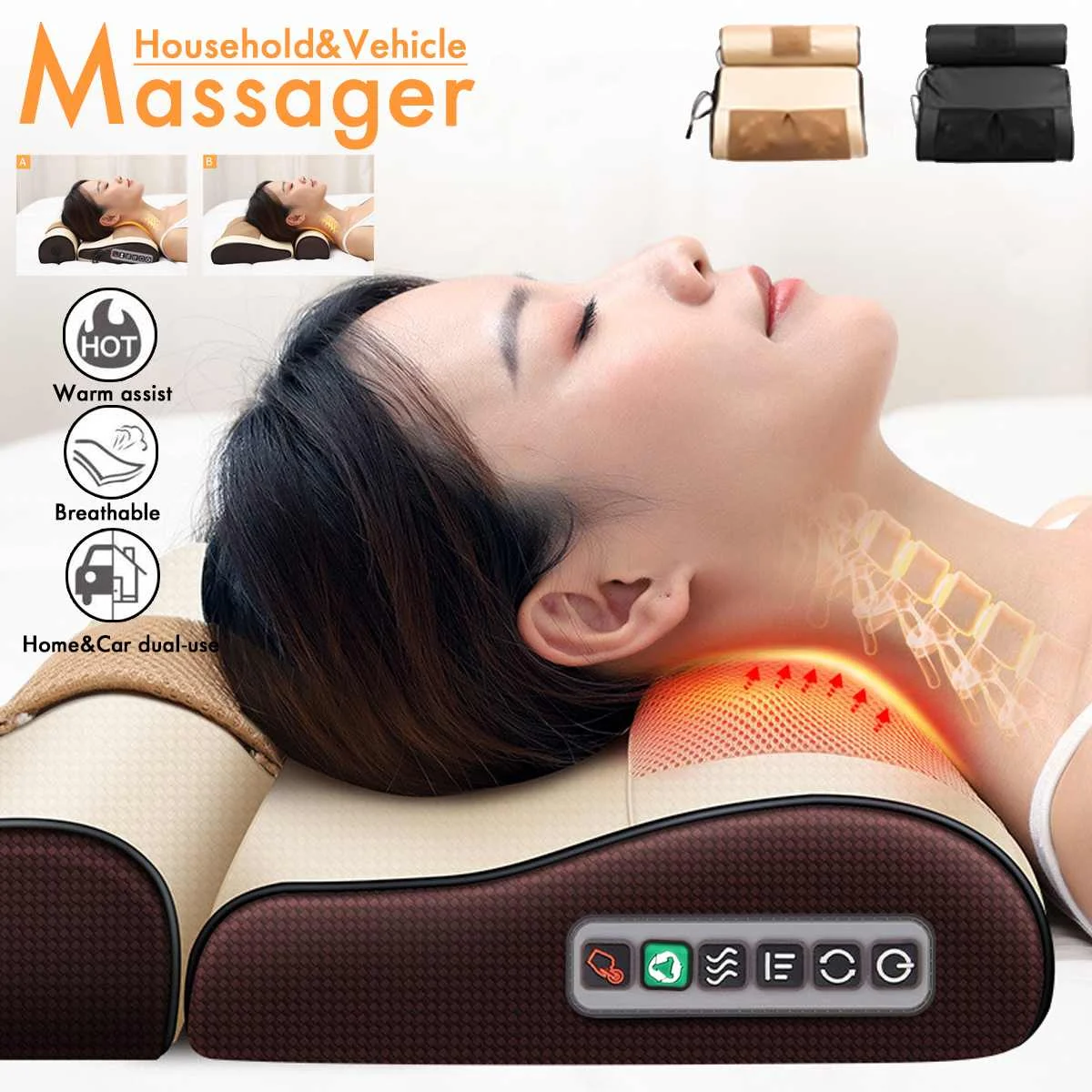 Infrarød Varme Hals Skulder Krop Elektrisk Massage Pude Shiatsu Massageapparat Enhed Livmoderhalskræft Sund Afslapning Massageador
