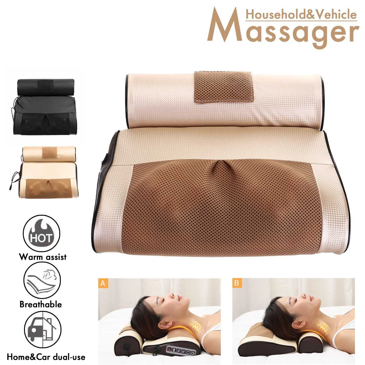 Infrarød Varme Hals Skulder Krop Elektrisk Massage Pude Shiatsu Massageapparat Enhed Livmoderhalskræft Sund Afslapning Massageador