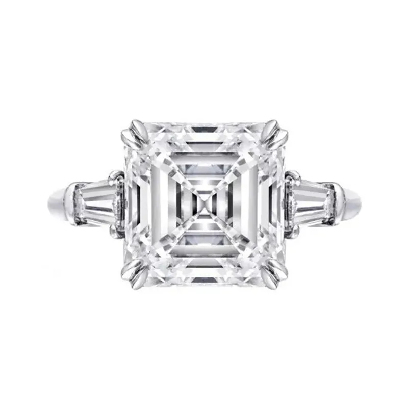 Håndlavet Asscher cut 6ct Lab Diamant Ring i 925 sterling sølv Bijou Engagement Bryllup band Ringe til Kvinder, Brude Fest Smykker
