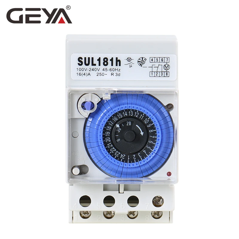 GEYA SUL181h 220V Tid Skifte 24 Timer Mekaniske Programmerbare Din-Skinne Timer Switch Relæ med Batteri 110V-240V