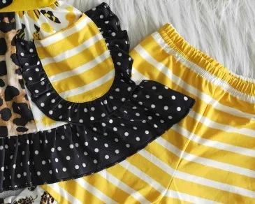 Nye produkter til børn piger efterår og vinter leopard fjer print lomme design fashionable stribet bell bottom bukser