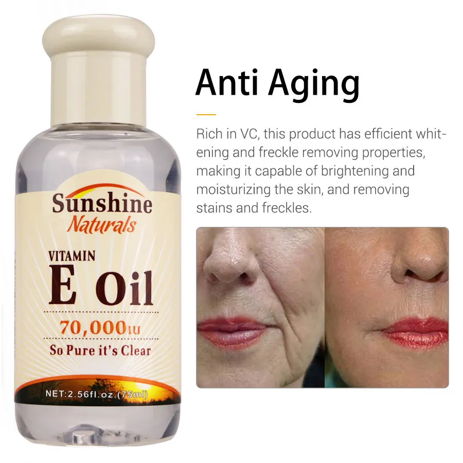 Solskin Naturals E-Vitamin Olie 70000iu Flydende 2.5 Oz Anti Aging og Kridtning Anti Rynke Serum E-Vitamin TSLM1