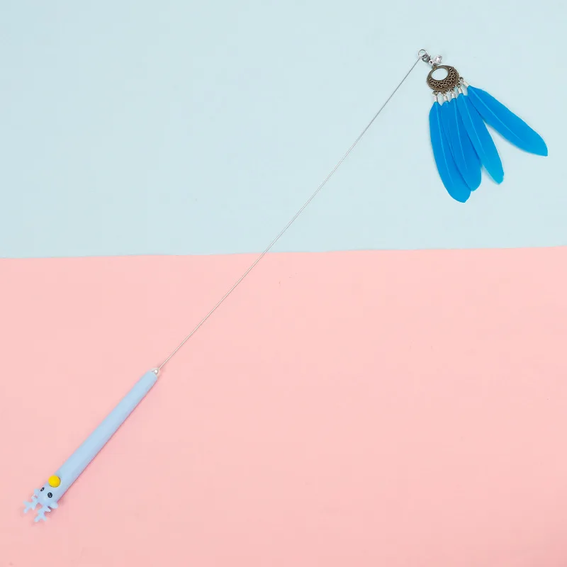 Fjer Pirring Kat Stick Med Klokker Sjove Kat Interaktivt Legetøj 3 Farver Plast Søde Uddannelse Pet Supplies