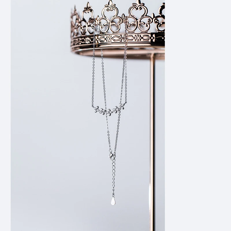 MloveAcc Sølv Kæde Ægte 925 Sterling Sølv med Lille Blomst Cubic Zirconia Smykker til Kvinder Mode Tilbehør